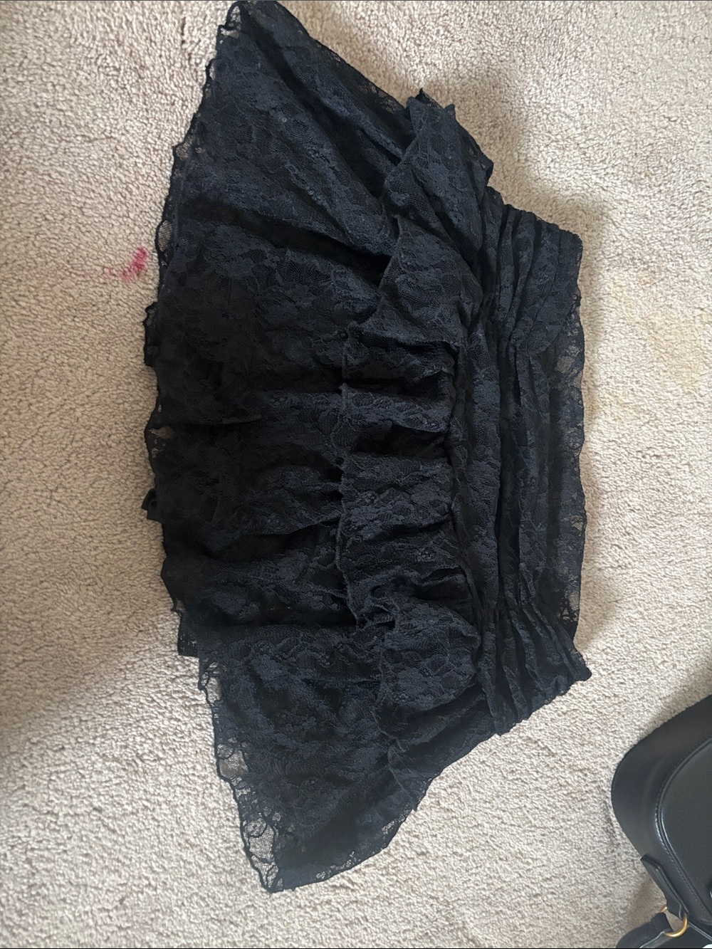Black Lace Ruffled Mini Skirt
